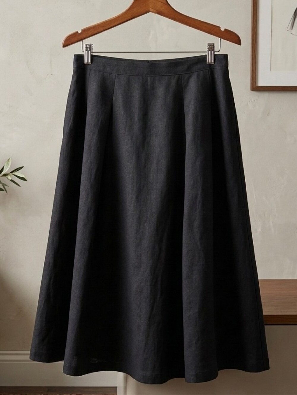 Vintage Country Suburbans Classic Pleated Black Basic Midi Skirt - Size 16